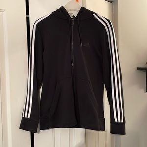 adidas,Essentials Fleece 3-Stripes Full-Zip Hoodie,black,Medium